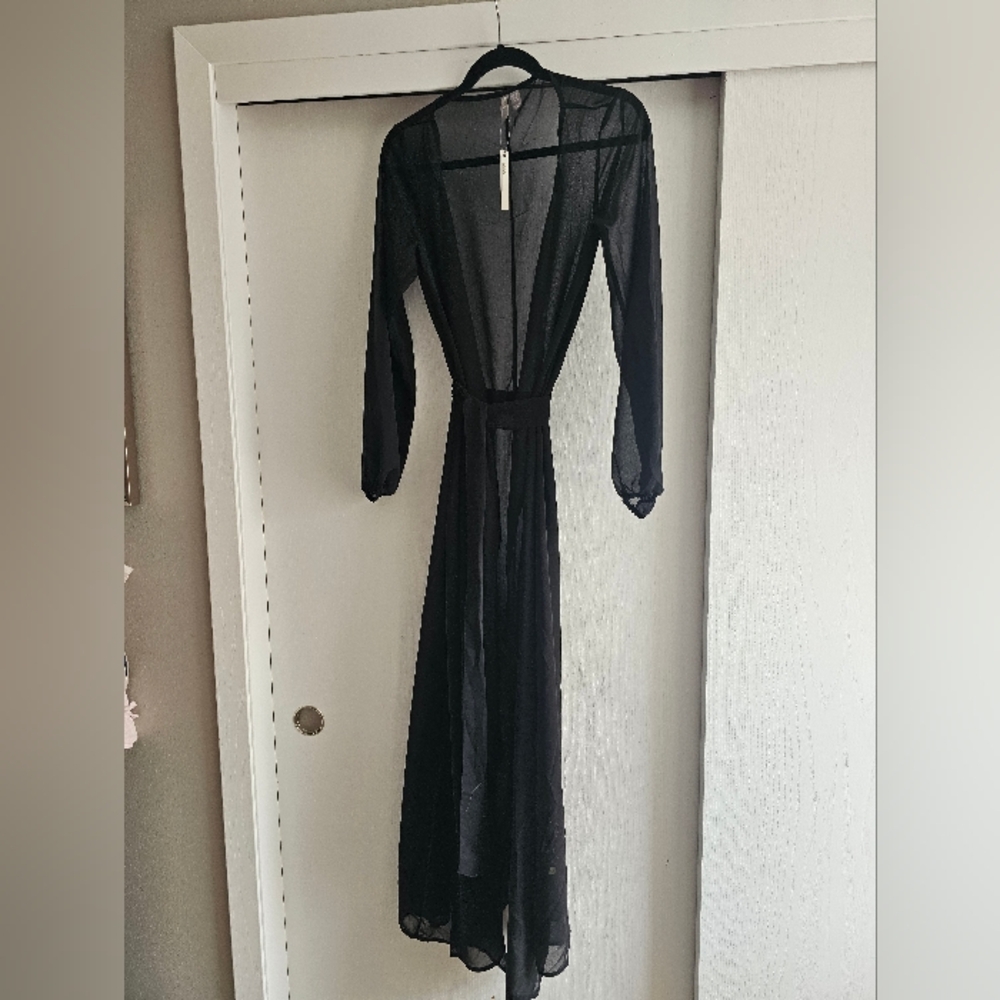 ASOS Black Wrap Tie Front Beach Kimono